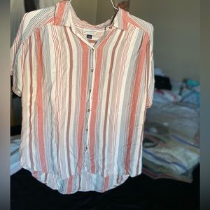 Cream color with pink stripes